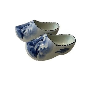 Delft Blue Miniature Windmill Porcelain Clogs Vintage Shoes Collectibles Holland